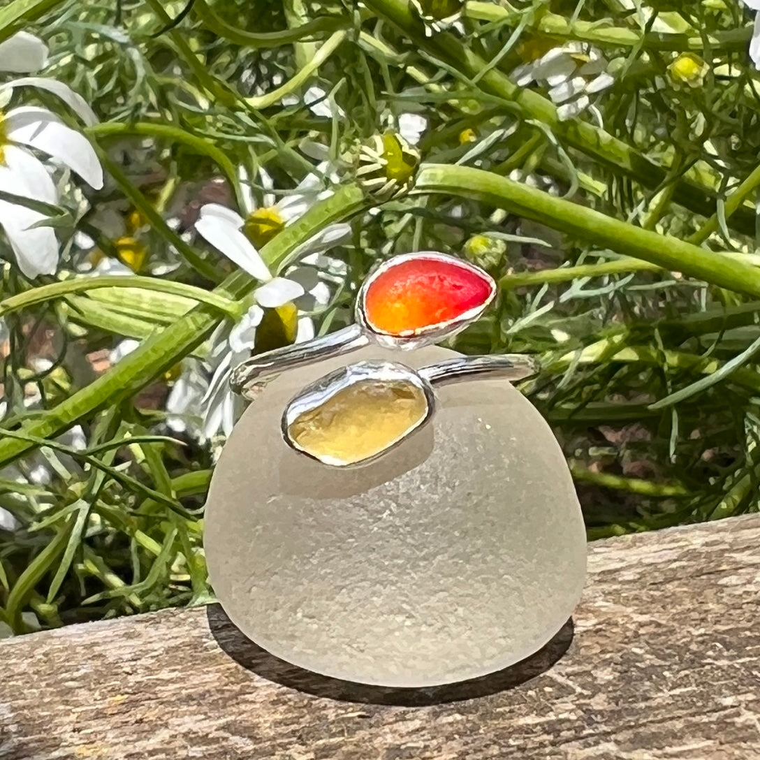Adjustable Sea Glass Rings