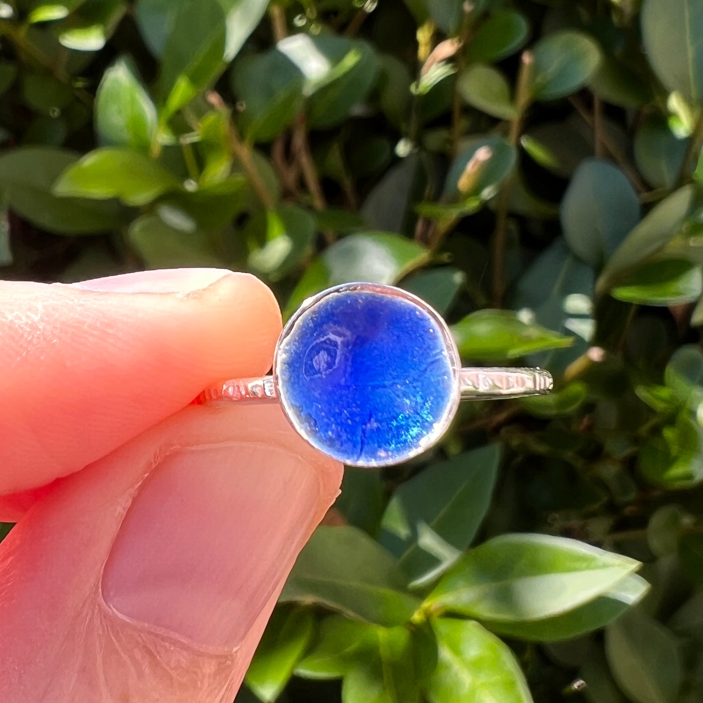 Enamel silver ring