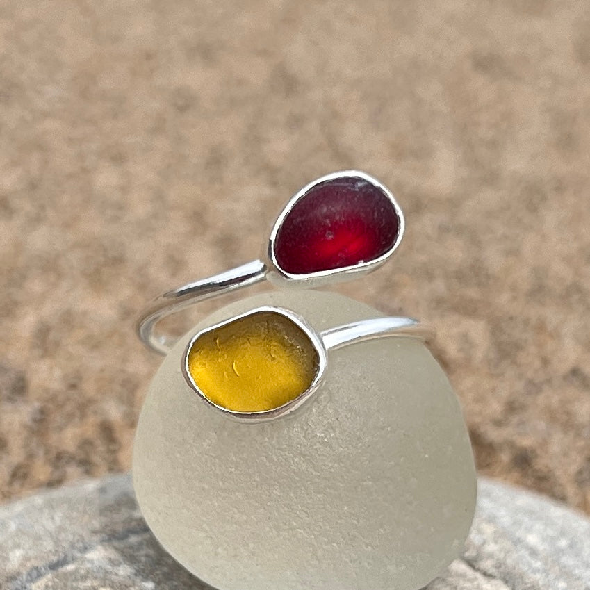 Adjustable Sea Glass Rings