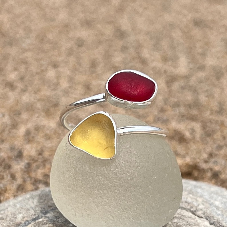 Adjustable Sea Glass Rings