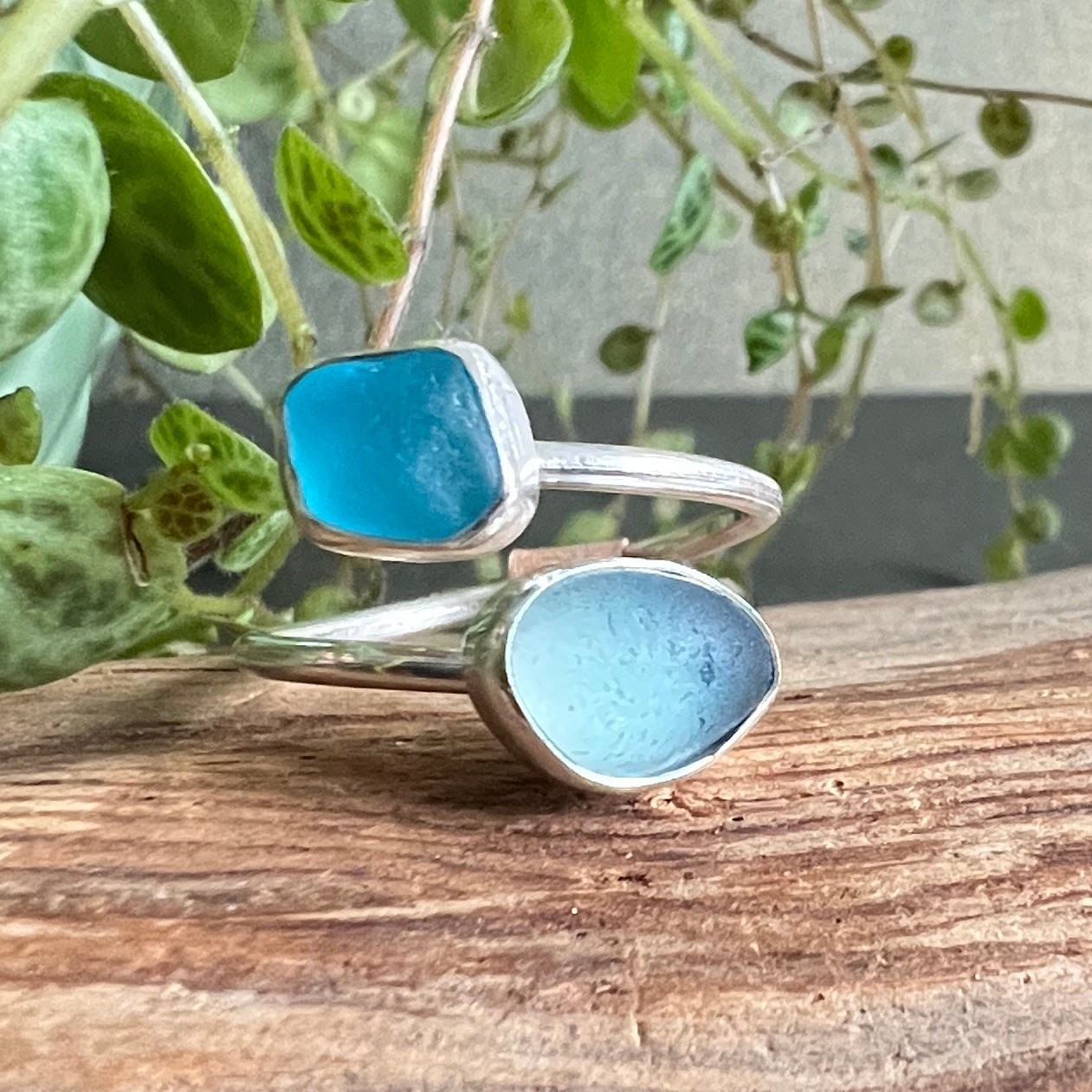 Adjustable Sea Glass Rings