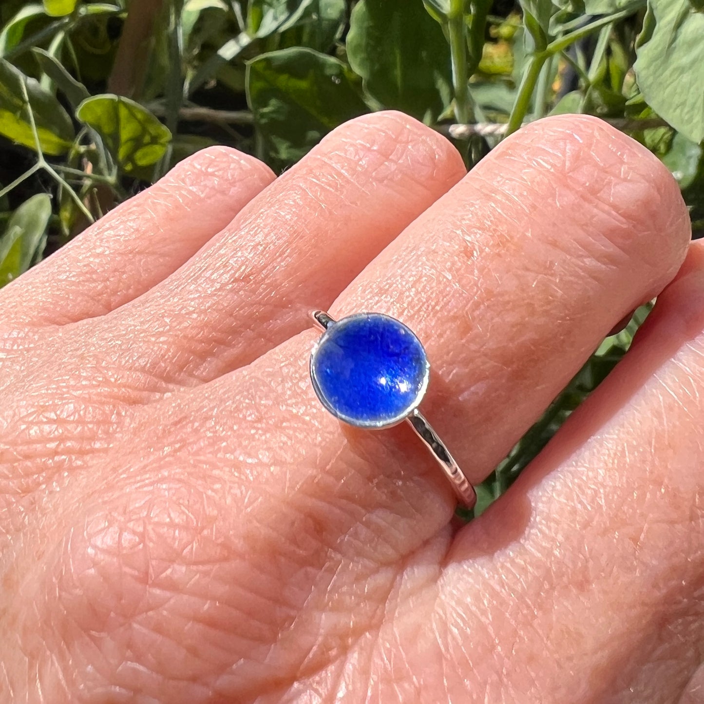 Enamel silver ring