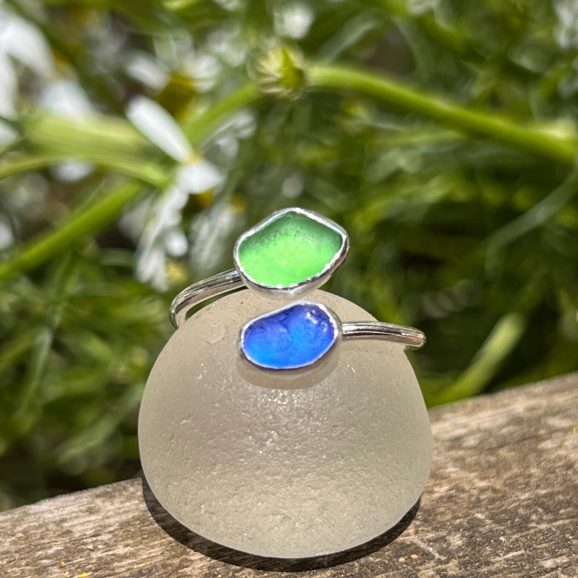 Adjustable Sea Glass Rings