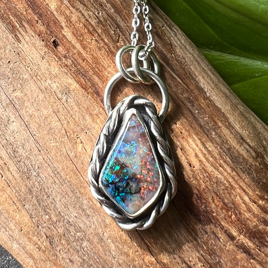 Monarch Opal Silver Pendant