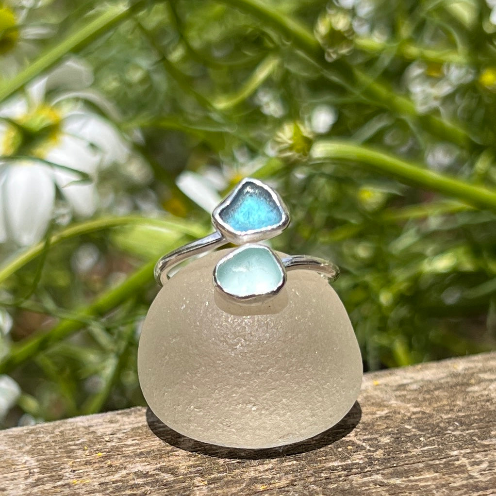 Adjustable Sea Glass Rings