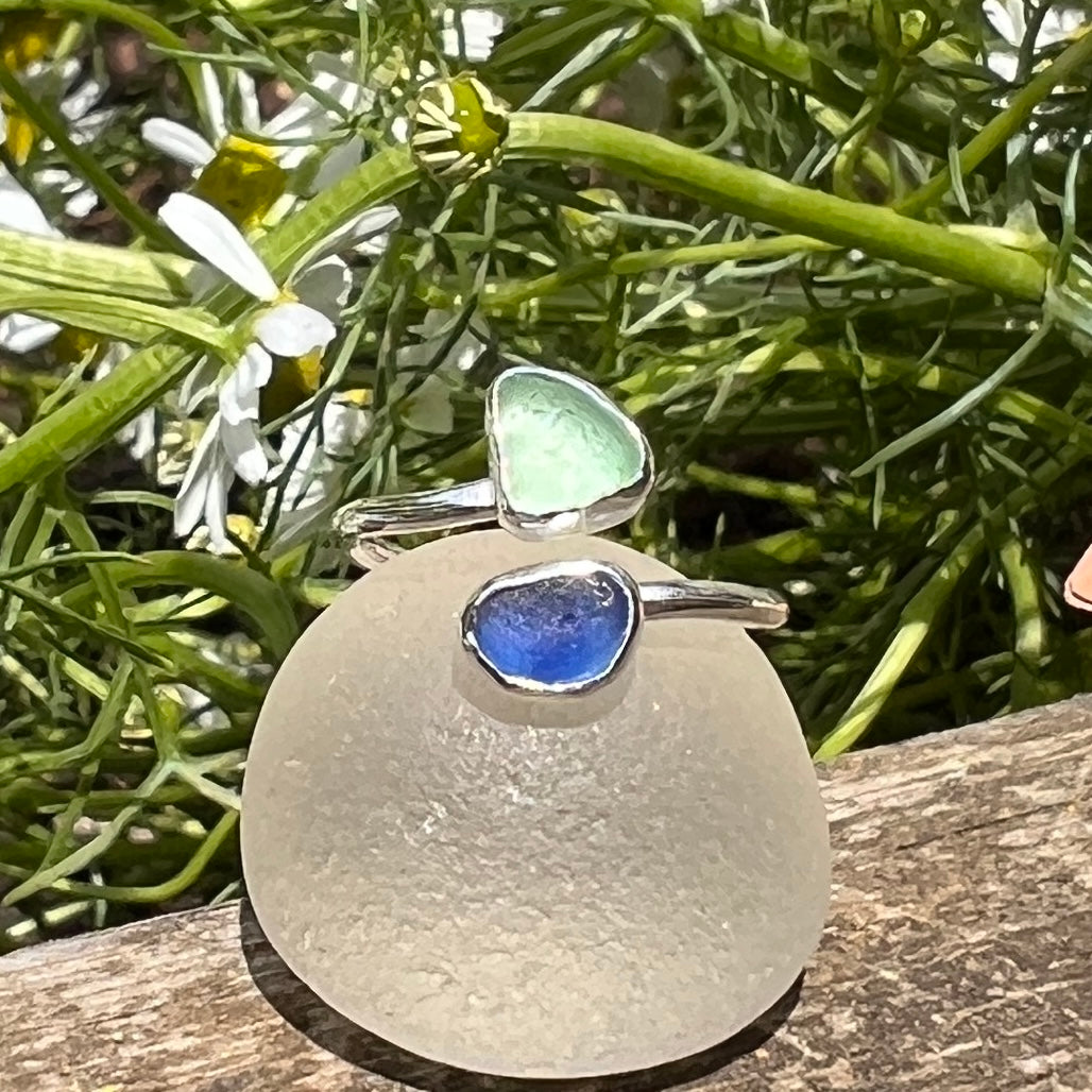 Adjustable Sea Glass Rings