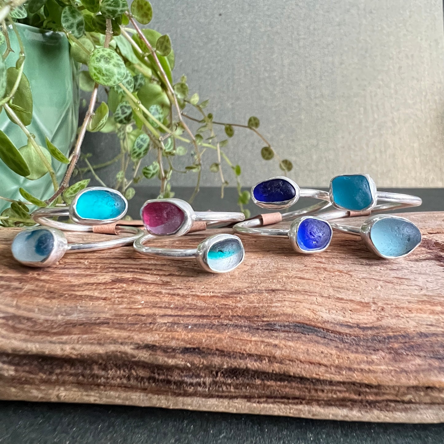 Adjustable Sea Glass Rings