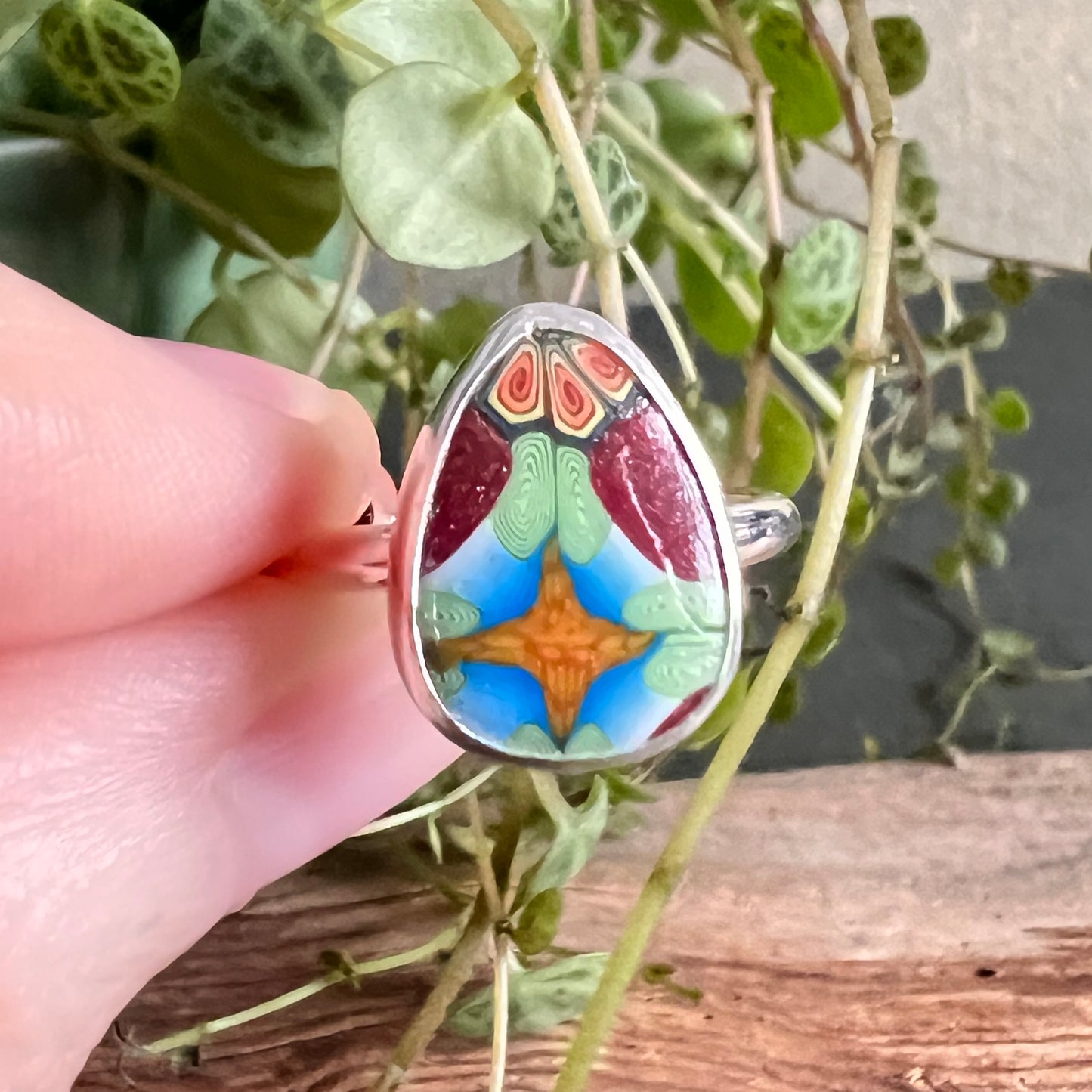 Silver Polymer Clay Ring