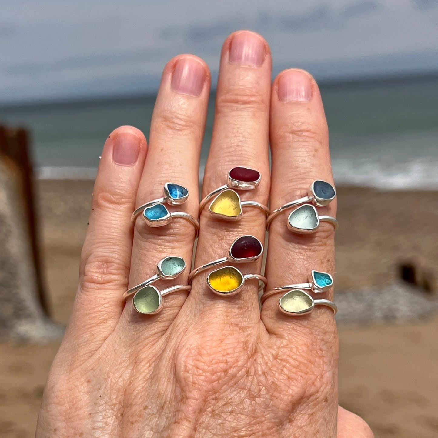 Adjustable Sea Glass Rings