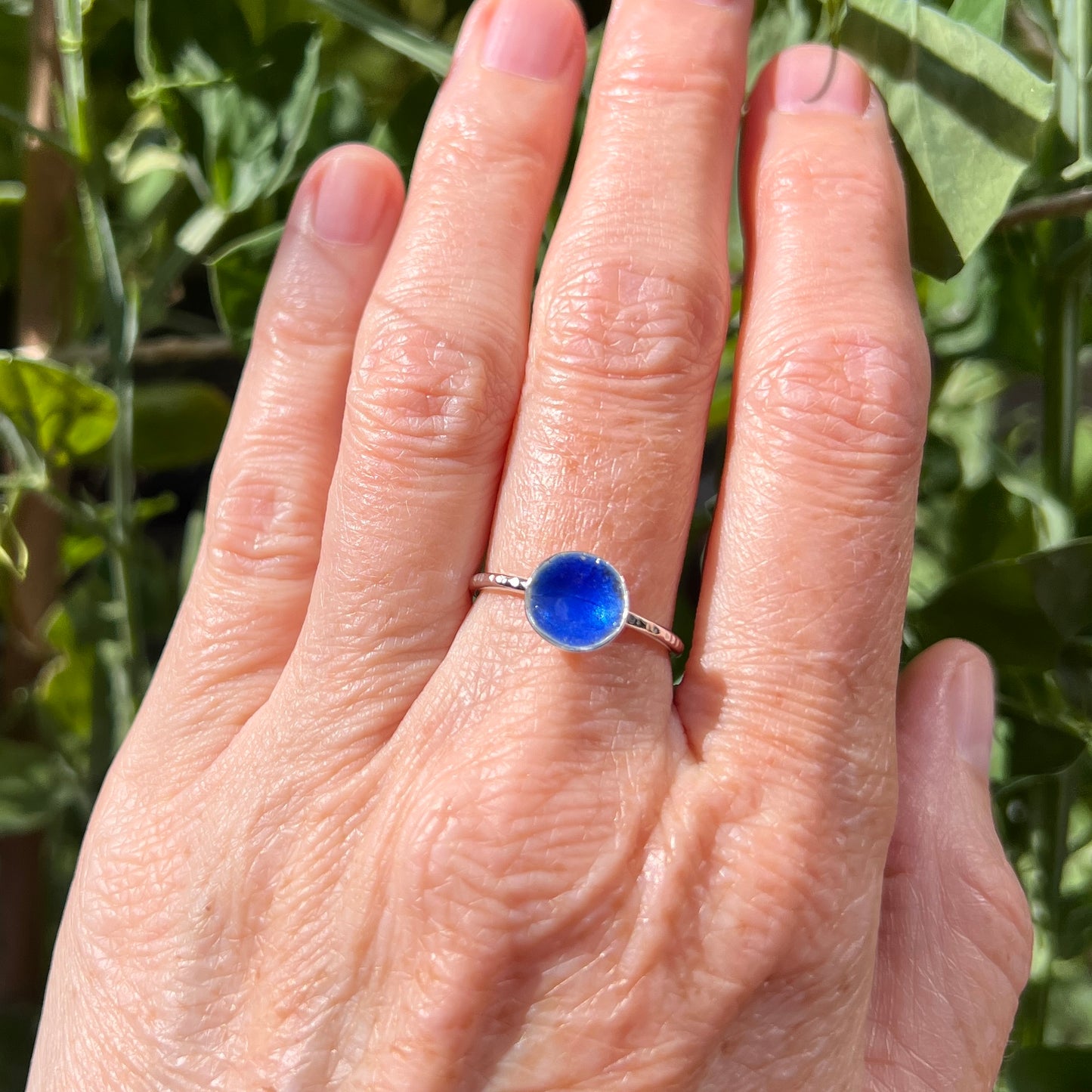 Enamel silver ring