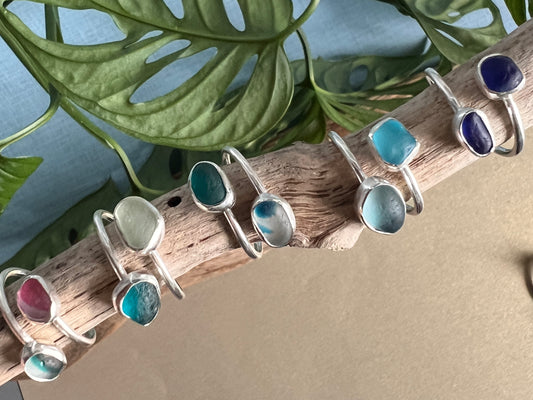 Adjustable Sea Glass Rings