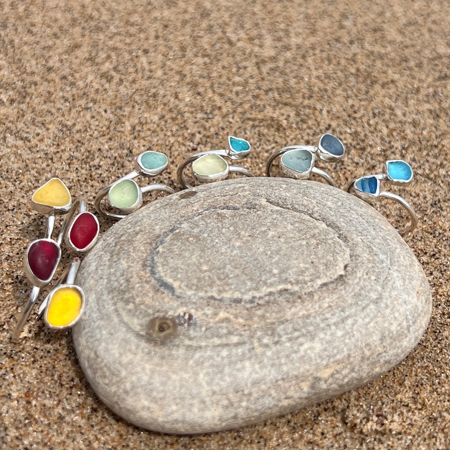 Adjustable Sea Glass Rings