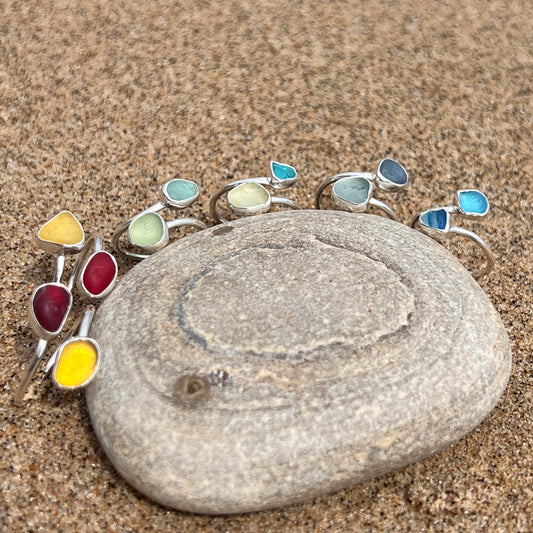 Adjustable Sea Glass Rings